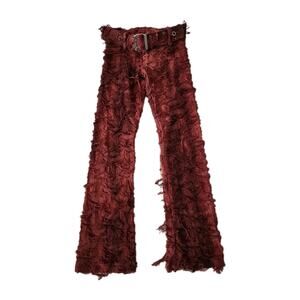 Samba Kay Vtg Y2K Low Rise Shredded Low Rise Bootcut Brazilian Pants Rust Size L